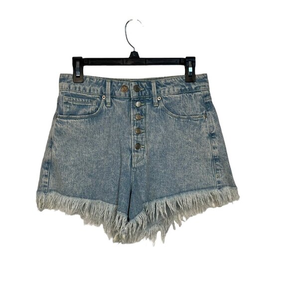 Good American Shorts Womens Size 4/27 NWOT button fly high rise frayed hem jean - Picture 1 of 11